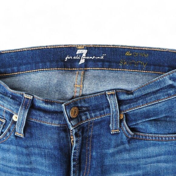 7 for All Mankind The Ankle Skinny Medium Wash Jeans Women's 27 - Picture 3 of 12